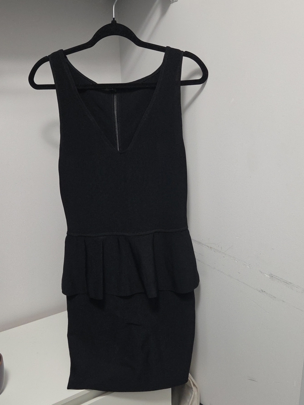 Classic Black Peplum V-Neck Dress